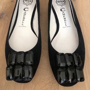 Jeffrey Campbell suede flats with bejeweled toe